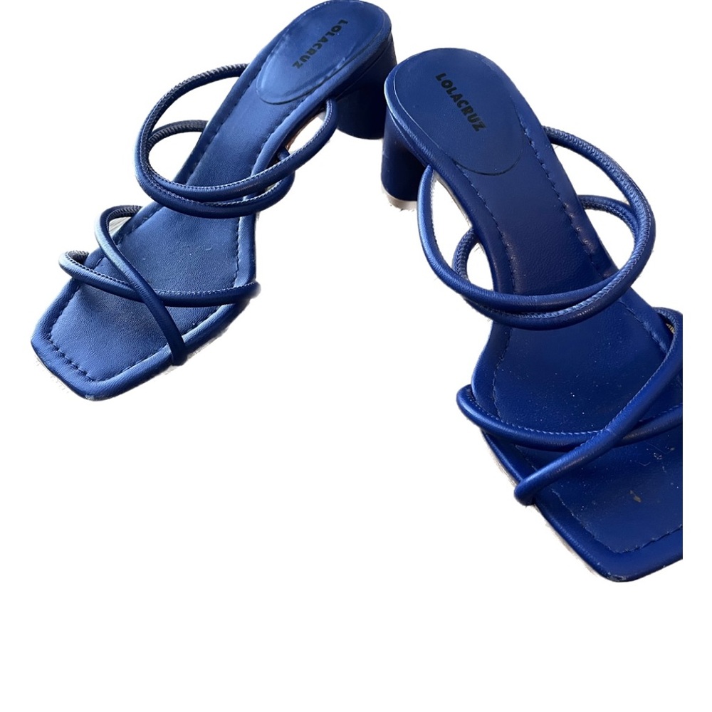 LolaCruz leather sandals bright blue strappy size 40(8.5).
